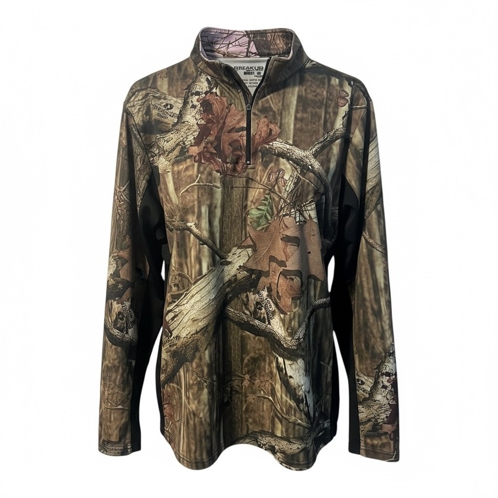 Mossy Oak Break-Up Infinity Camo Quarter Zip Pullover Womens Large‎ Brown Black